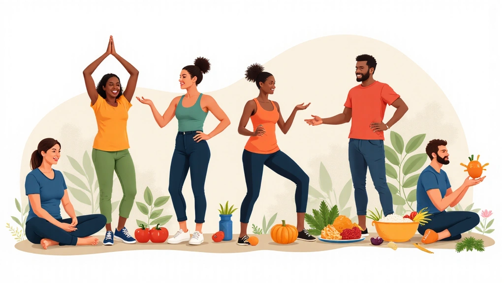 A diverse group of people engaged in healthy activities, symbolizing comprehensive nutrition services