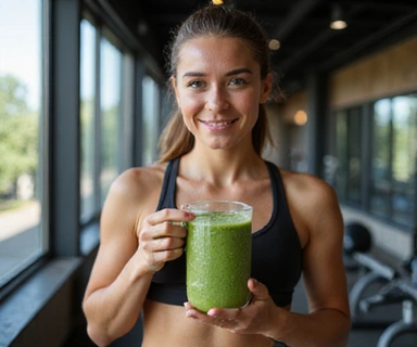 Athlete drinking a smoothie after a workout